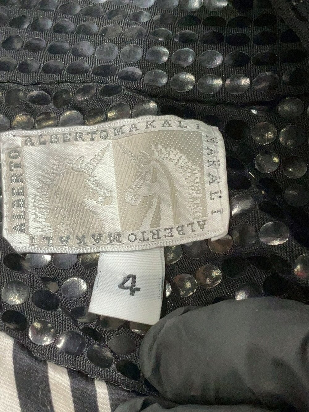 Vintage Alberto Makali Black Textured Blazer Sz 4 micro stud embellished blazer - Picture 5 of 6